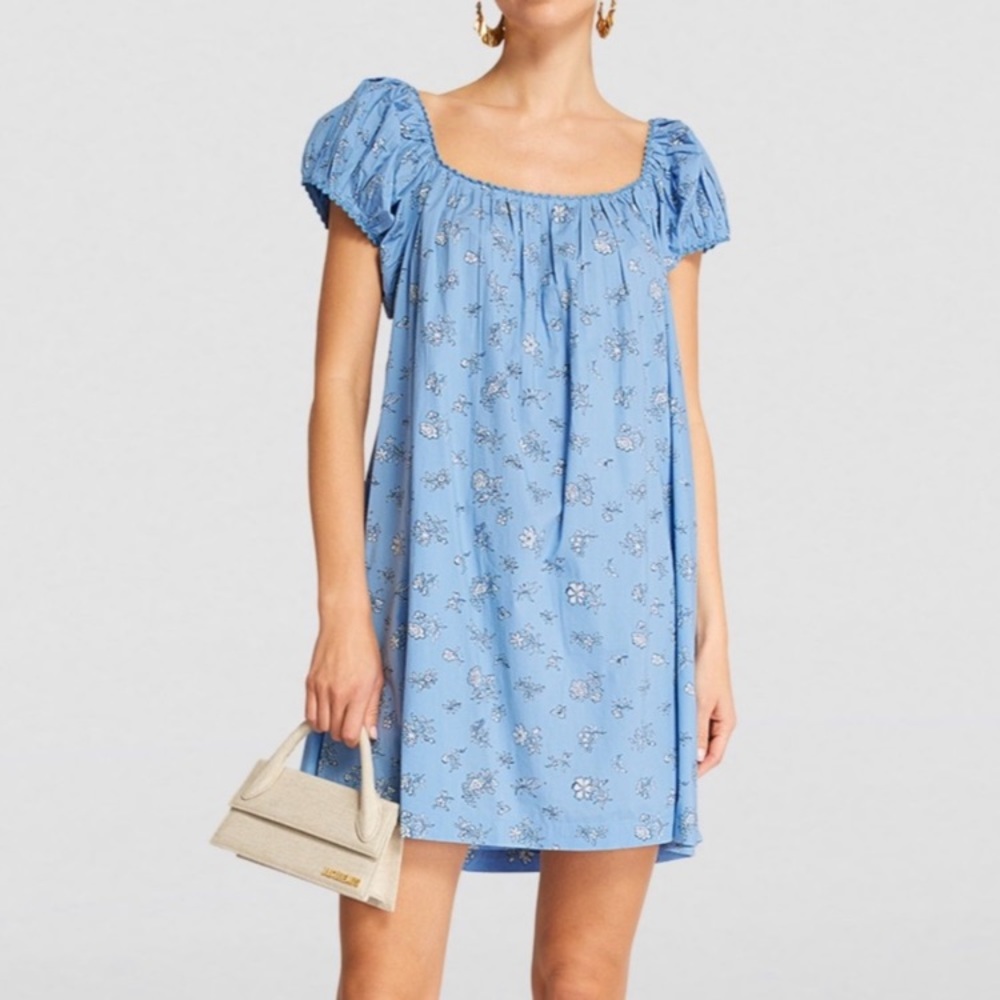 Doen Julie Dress in Floral Print Blue, XS